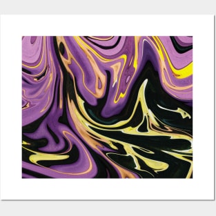 Purple Yellow Black Marble Pattern Posters and Art